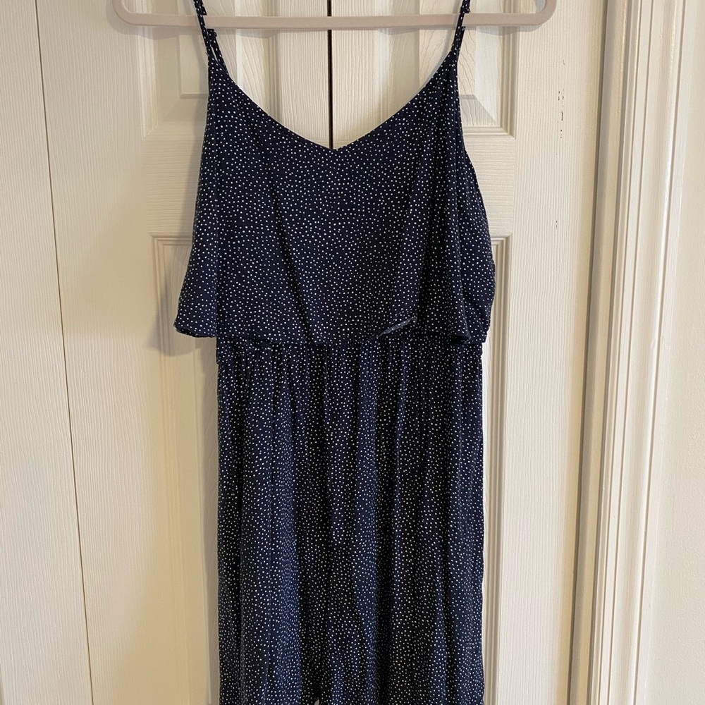 Navy Polka Dot Spaghetti Strap Dress
